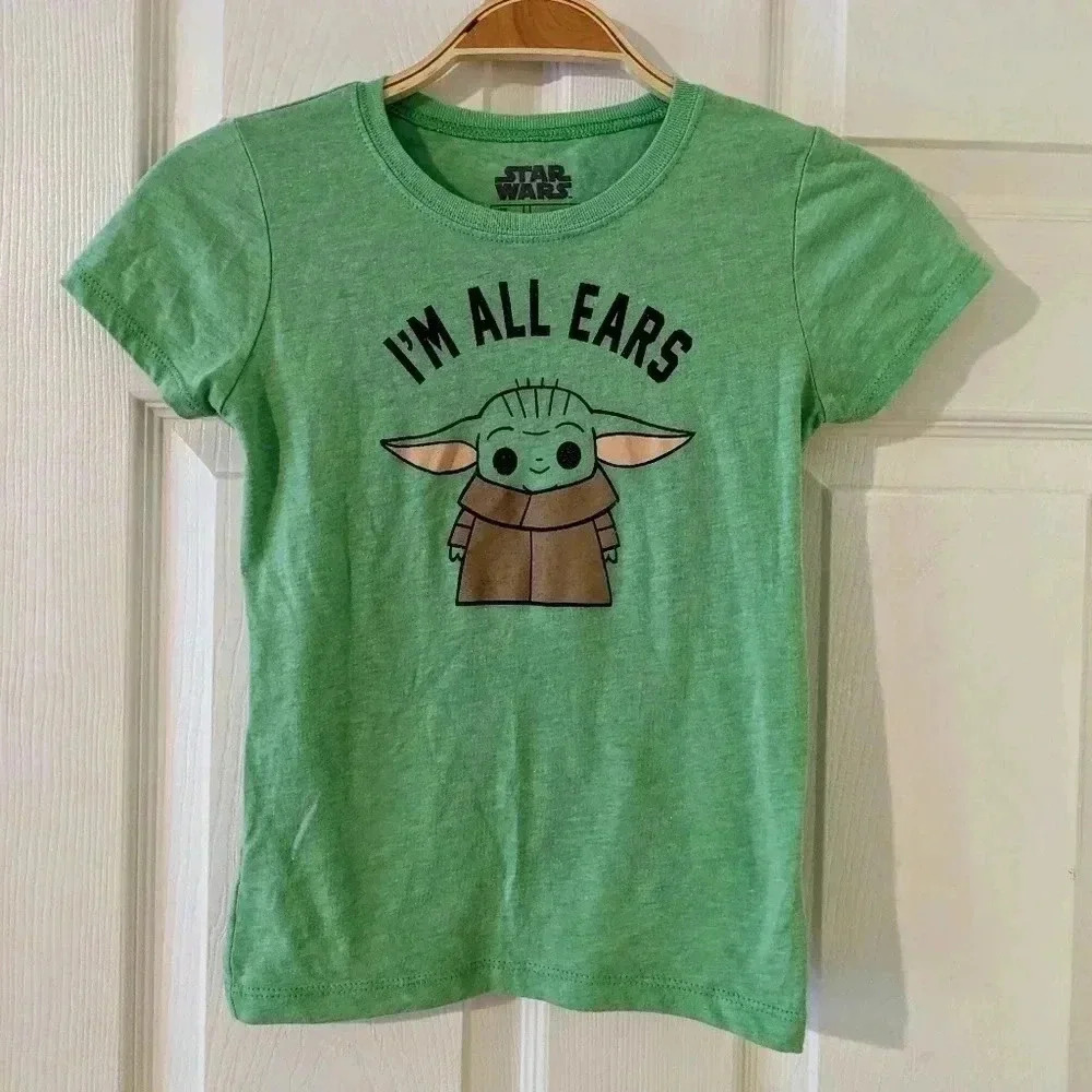 Star Wars The Mandalorian The‎ Child I'm All Ears T Shirt Green Medium